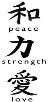 TATMODS Peace Strength Love Chinese Temporary Tattoo For Men And Woman Waterproof Tattoo