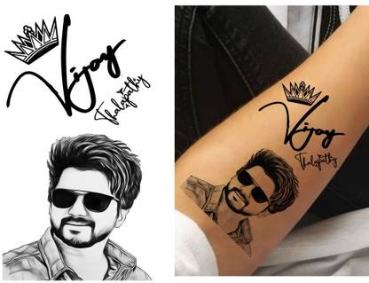 voorkoms Actor Vijay Tattoo Temporary Stickers For Male And Female Fake Tattoo Waterproof