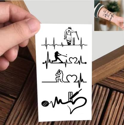 Vanvati Cricket Love With Heartbeat Temporary Tattoo