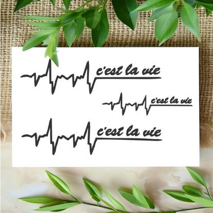 surmul C’est La vie Heart Beat Temporary Black Tattoo