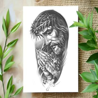 surmul Black And White Christian Jesus Cross Temporary Sticker