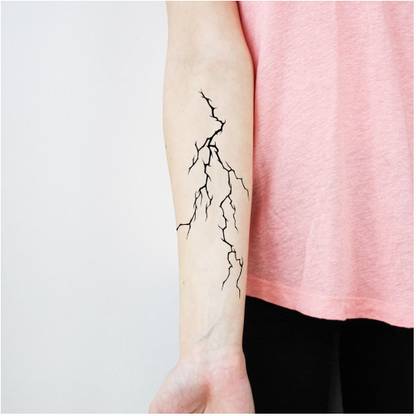 stylizeink Black Crack Body Lightning Temporary Tattoo Waterproof Unisex Tattoo Men Woman