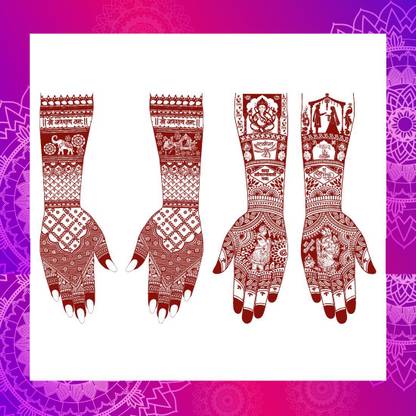 Ordershock Full Hand Bridal Mehndi Tattoo Sticker For Engagement, Wedding Functions
