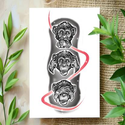 surmul Three Monkey Sticker Tattoos,