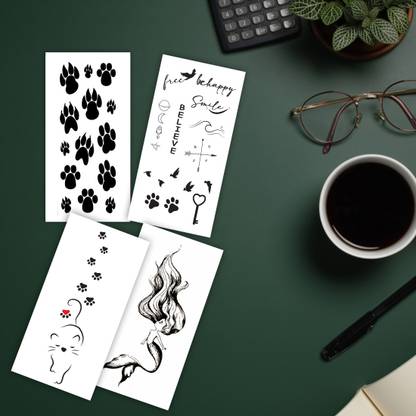 Ordershock Cat Paw, Pisces Zodiac, Smile Art Temporary Tattoo For Male & Female Waterproof