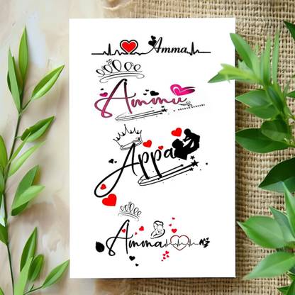 surmul Amma And Appa Temporary Sticker Tattoos