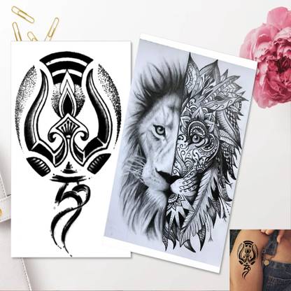 Vanvati Lion, Shiva, Trishul And Ganesh Tattoo Temporary Sticker
