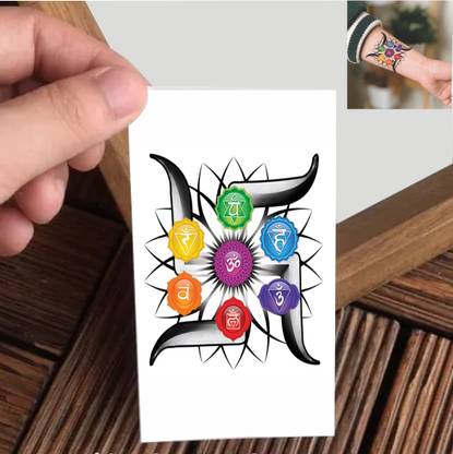 Vanvati Swastik With Om And Lotus Tattoo Male And Female Tattoo Sticker