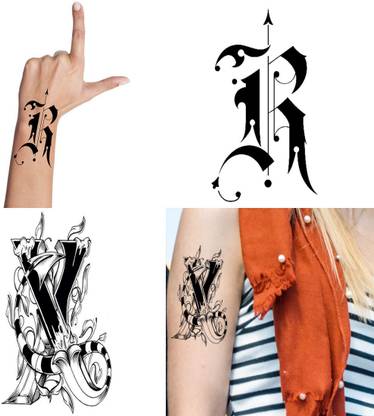 Ordershock RX Name Letter Tattoo Waterproof Boys and Girls Temporary Body Tattoo Pack of 2.