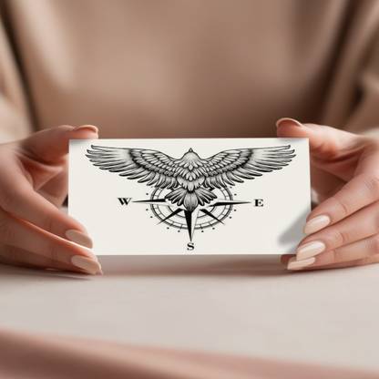 Ordershock Bird With Compass Design Temporary Tattoo Easy Application & Long-Lasting