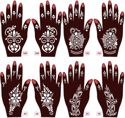 एपक्यूट New Mehandi Stencils Design Stickers-109-110-49-50