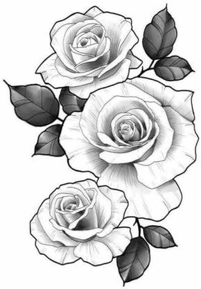 voorkoms Rose Flower Tattoo Waterproof Male and Female Temporary Body Tattoo