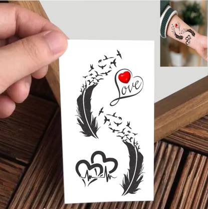 Vanvati Faith In Love With Heart And Feather Tattoo Stickers For Male And Female