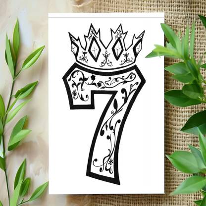 surmul Artistic 7 With Crown Sticker Tattoos,