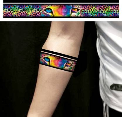 fashionoid Colorful Leopard Cheetah Hand Band Waterproof Temporary Tattoo For Boys Girls