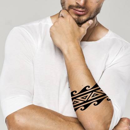 TATMODS Tringle Trible Modern Round Hand Band Waterproof Temporary Body Tattoo