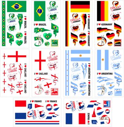 HASTHIP Tattoo Stickers for 2022 Qatar World Cup, Include United Kingdom, Portugal