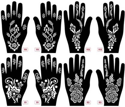 KICKWIX Set of 8 Henna Tattoo Stencil | Mehandi Stencils For Women, Girls & Kids