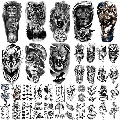 HANNEA Temporary Tattoo Sticker For Men Black Tatto Sticker Beast