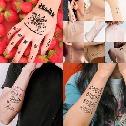 surmul Surmul Line heart Angle Love Designs Pack 4 Temporary Tattoo (2x4 Inch)