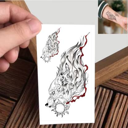 Vanvati Anger Wolf With Sun Temporary Tattoo