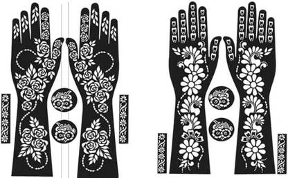akkad Heena Mehndi Sticker for Hands & Feet – Reusable Henna Design Stencils for Women