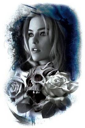 TATMODS Girl Face With Skull Rose Design Temporary Tattoo Hot Tattoo For Girl and Woman