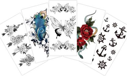 S.A.V.I Pack of 5 Waterproof Temporary Tattoo Stickers For Men & Women