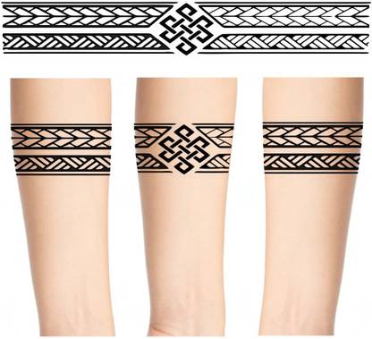 TATMODS Tatmods Forearm Black Modern Mix Round Hand Band Waterproof Temporary Tattoo