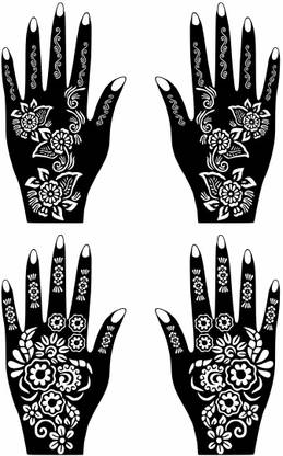 voorkoms Combo Set of Simple Mehndi Stencil Patterns Pack Of 2