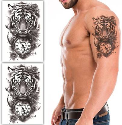 S.A.V.I 2 Sheets Temporary Tiger Tattoo Waterproof, Large Long-Lasting for Men & Women