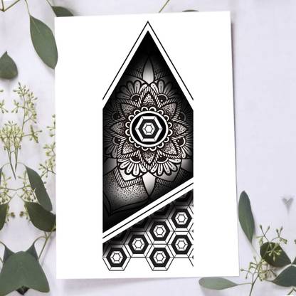 Temporary Tattoowala Black and White Flower Mandala Tattoo For Male & Female Fake Tattoo Sticker