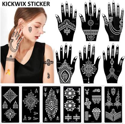 KICKWIX Heena stencil sticker reusable,for Both Hand Mehandi Stencil Sticker Design 1776