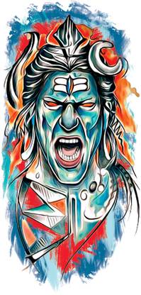 fashionoid Angry Shiv Ji Mahakal Waterproof Temporary Tattoo For Boys Girls