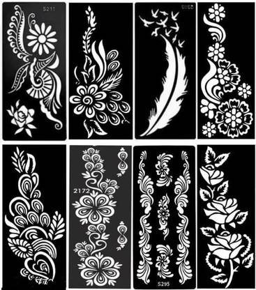 SADIKSHA Mehendi stencil bridal Design Sticker Stencil Henna for hands Set for 8