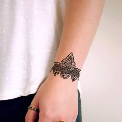 Temporary Tattoowala Borders with Mandala Tattoo Waterproof For Men and Women Temporary Body Tattoo