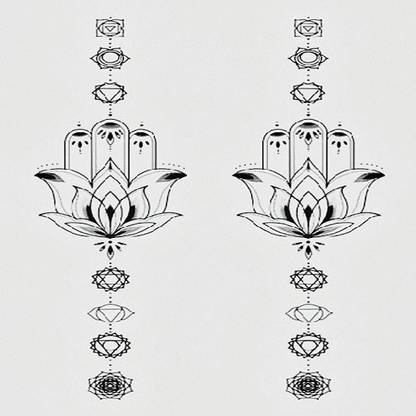 SIMPLY INKED Hamsa Lotus Semi Permanent Tattoo