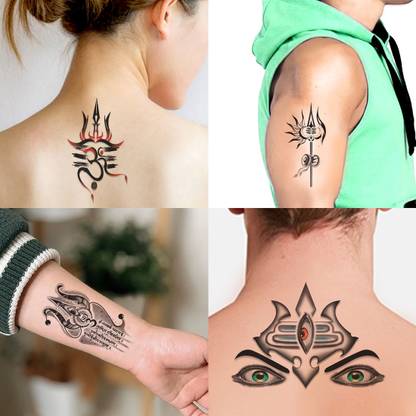 surmul Om with Trishul Eye Shiva design Combo Pack of 4 Men Women Temporary Tattoo
