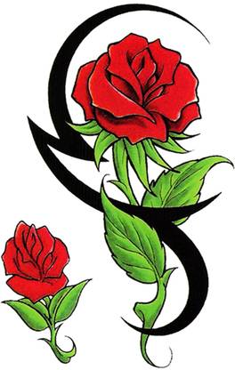 दी कैनवास आर्टस Dark Desire temporary tattoo sticker waterproof girls women flower butterfly