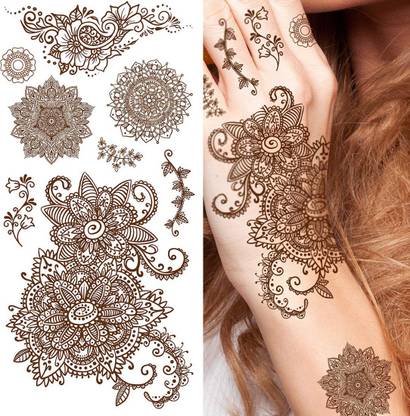 voorkoms feel realistic mehndi color on hand for wedding parties instant