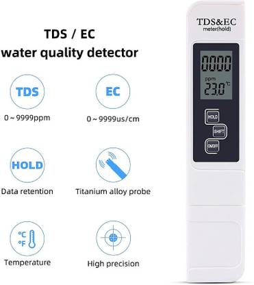 BALRAMA Water Purity Check Tester PPM Machine Indicator + Temp Display + Leather Cover for RO Service Lab Equipment Office Supplies Handheld Pen Type Portable Plastic Pocket Digital TDS Meter