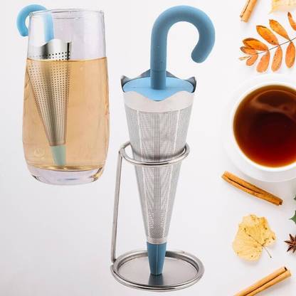 Oblivion Reusable Cute Umbrella Tea Strainer With Tray / Stand (1 Pc) Tea Strainer