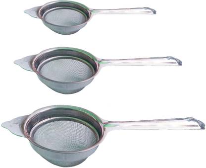 Kitchwish Stainless Steel Tea Strainer Channi Set of 3 Pcs (7, 8.5, 9.5 CM) Tea Strainer