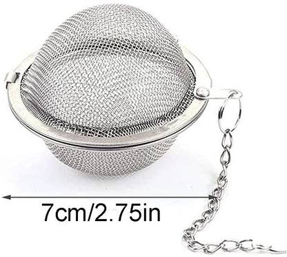 Vrundavan Care Tea Ball for Loose Tea, Reusable Tea Infuser with Extra Fine Mesh & Chain 7 Cm Tea Strainer