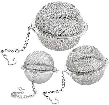 HEXONIQ Stainless Steel Tea Ball Strainer Mesh Infuser Filter Reusable Spice Filter Ball Herbs Infuser with Extended Chain Hook for Loose Leaf Tea and Spices Seasoning (Mix) Tea Strainer