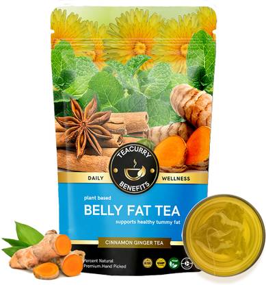 TEACURRY Belly Fat Tea (2 Months Pack, 200 Grams) - Helps with Belly Fat, Water Weight Cinnamon Herbal Tea Pouch
