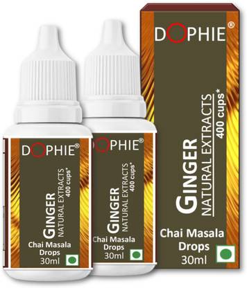 dophie Ginger Chai Masala Drops | Spice Extracts | Makes 800+ Cups | 1-2 Drops per Cup| Ginger Masala Tea Glass Bottle