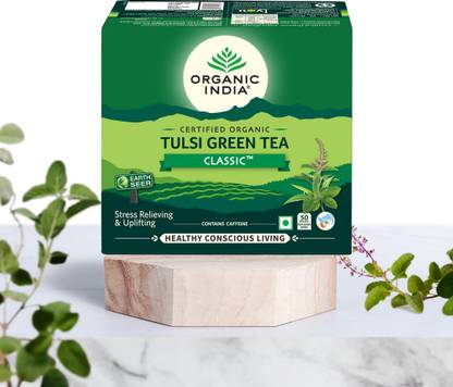 ORGANIC INDIA Tulsi Green Tea Classic 50 Teabags Green Tea Bags Box