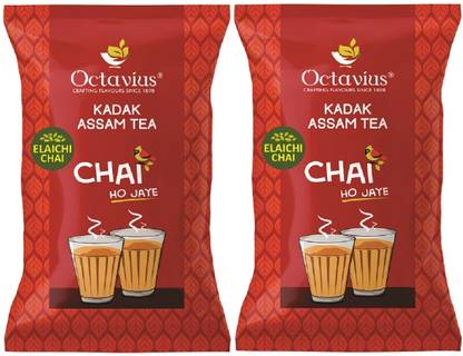 Octavius Kadak Elaichi Chai | 100% Naural Ingridients | Strong & Aromatic Assam Tea Pouch