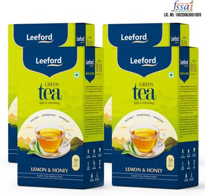 Leeford Lemon Honey Green Tea Zesty Detox Brew for Immunity, Digestion & Daily Wellness Lemon, Honey Green Tea Bags Box